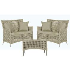 2 Sofás Área e Mesa Igapó Alumínio Pintura Fendi Corda Náutica Estofad