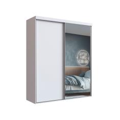 Guarda-Roupa Solteiro com Espelho Ávila 2 Portas 2 Gavetas Branco