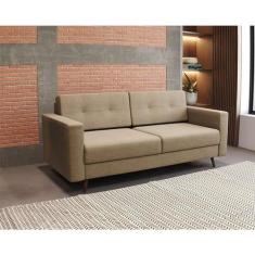 Sofá 2 Lugares Living Pé Palito Linho Cotton Bege - Mobly
