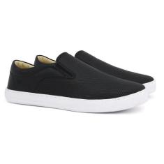 Tênis Slip-On Masculino Couro West Bulls Cano Baixo Conforto, 39, Pret