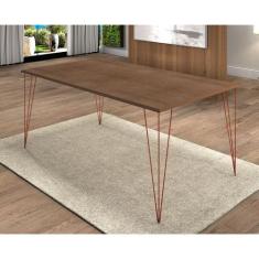 Mesa de Jantar Elen 140x80cm Tampo Amêndoa com Base Cobre - NEW GREEN,