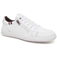 Tênis Casual Masculino com Zíper Lateral Confortável e Macio em Couro Legitimo Francês-Masculino