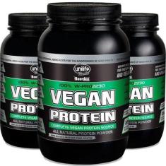 Kit 3 Vegan Protein Unilife Sabor Chocolate 900G