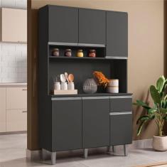 Armário Cozinha Millan Cinza 6 Portas