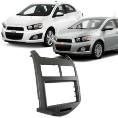 Moldura 2 Din Sonic Hatch Sedan 2012 à 2015 Cinza Grafite Painel Central Multimidia 6.2 7 Polegadas