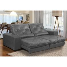 Sofá Retrátil e Reclinável 2,50m Nobuck Isis Marrom Café