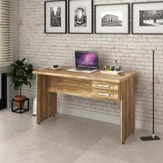 Mesa Escrivaninha Retangular W30ME6120.GF20 Moderna 2 Gavetas MDP 120cm Amadeirado para Escritório