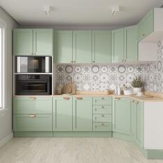 Cozinha Modulada 7 Peças com Tampo 3 Aéreos 3 Balcões e Torre Quente Arizona CabeCasa MadeiraMadeira Branco/Menta