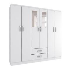 Guarda-Roupa Solteiro com Espelho Havana I 6 PT Branco - Mobly