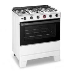 Fogão A Gás 5 Bocas Automático Ideal Super Branco Mesa Inox F5IAB Esmaltec Bivolt