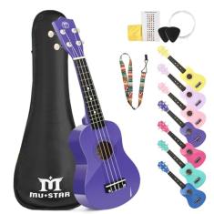 Ukulele Soprano MUSTAR Ukulele infantil para iniciantes - Ukulele de guitarra pequeno de 53 cm para crianças pequenas férias, bolsa, sintonizador digital, alça, palhetas,