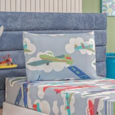 Jogo de Lençol Solteiro Aviação 2 Peças