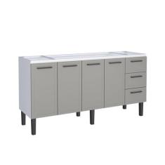 Balcão para Pia 180cm em Aço 4 Portas 4 Gavetas Juno - Cozimax