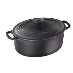 Caçarola Ferro Fundido Oval Alça E Tampa De Ferro 6,5l