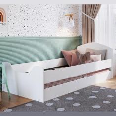 Cama Infanto Juvenil Encanto 193 cm Com Protetores Laterais Sem Colchão Quarto Branco