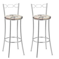 Kit 2 Banquetas Cromadas Bc51-a E516 Cromado/Bege