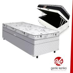 Cama Box Bau Conjugada Espuma Dupla Solteiro King Poliester (110Kg - 0.96X2.03X56)