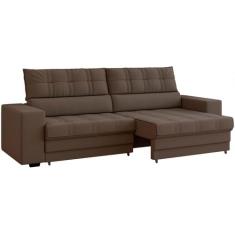 Sofá Retrátil Reclinável 3 Lugares Veludo Medelín Besthouse, Marrom, 3