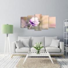 Quadro decorativo Mosaico 5 Peças Flor Para Quarto Sala - Quadros Desc