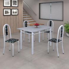 Conjunto de Mesa 120x75cm Tampo em Granito com 4 Cadeiras Iris A - Som