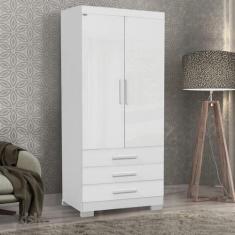 Guarda Roupa Solteiro 60cm 2 Portas e 3 Gavetas Floripa Branco - Rud R