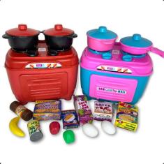 Kit Cozinha Completa + Comidinhas de Brinquedo e Mini Fogão - NACIONAL