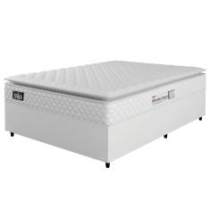Cama Box Casal Colchão Espuma D33 Pillow Top New Millenium 138x188x57cm Branco Hellen