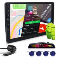 Kit Multimídia 9 Polegadas Android + Câmera Ré + Sensor Ré Azul Fiat G
