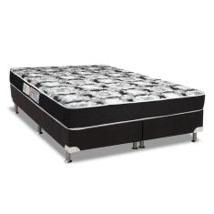 Cama Box Queen: Colchão Espuma D45 Luckspuma Gran Luck Black Pró Saúde + Base Crc Black(158X198)