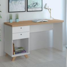 Escrivaninha 2 gavetas Sky Artany Olmo/Branco