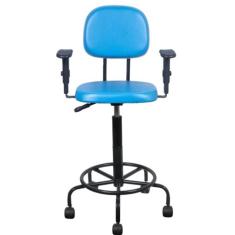 Cadeira caixa alta L duplo com braço  base semi  corano azul claro - S