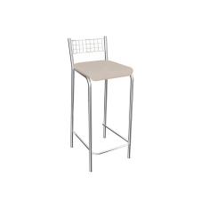 Banqueta Alta Sala de Jantar Gênova 1B705CR Assento Courino Base Aço Cromado com Encosto 92 cm Nude Kappesberg