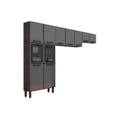 Kit de Cozinha Completa 3 Peças Estilo Cpt92 6 Portas 3 Gavetas Aço 80cm Cinza Grafite