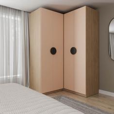 Guarda-roupa Modulado Joy 2 Peças Canto, Nicho Com 2 Gavetas Cabecasa Madeiramadeira Salmão