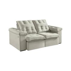 Sofá 3 Lugares Retrátil e Reclinável Itaguaí com USB Veludo Bege 190 c