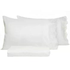 Jogo De Cama Lmpeter Casal Microfibra 100% Poliéster 3 Peças Branco