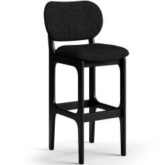 Banqueta Alta Bar Cozinha Sala Jantar Fixa Betta L02 Preto Linho Chumbo - Lyam Decor