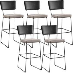 Kit 05 Banquetas Altas Cozinha Sala Jantar Fixa Allana L02 material si