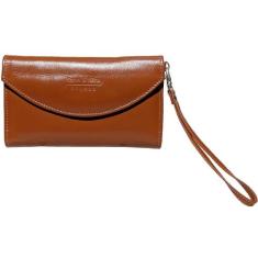 Bolsa pequena de mão em couro com alça removível porta cartão versátil