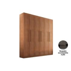 Guarda Roupa Casal Espanha 6 Portas de Abrir 2 Gavetas MDF Imbuia Rufato