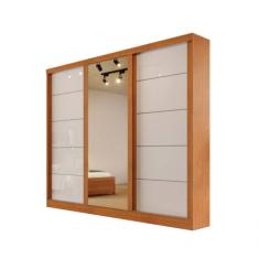 Guarda Roupa Solteiro Capri 3 Portas de Correr 4 Gavetas MDP-MDF Capri-nature-off Bianchi Móveis