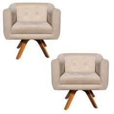 Kit 02 Poltronas Giratória Julia Bege