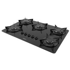 Cooktop à Gás 5 Bocas NDL Vidro Flange Esmaltada Nardelli - Preto