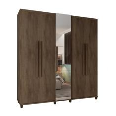 Roupeiro 5 Portas Arezzo Freijó com Espelho