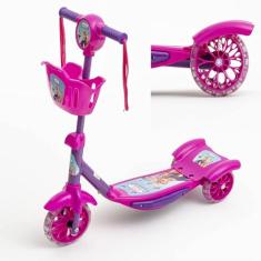 Patinete 3 Rodas Infantil Musical Com Luzes E Cesta C/Freio