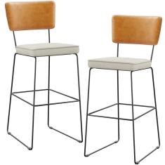 Kit 02 Banquetas Altas Whisky Linho Champagne