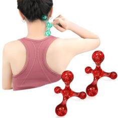 Ferramentas de massagem de ponto de gatilho, 2 peças, massageador manual de 4 pontos, ferramenta de massagem de ponto de gatilho de tecido muscular profundo, ferramenta portátil de massagem de ponto