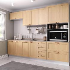 Cozinha Modulada 5 Peças com Tampo 1 Torre 2 Aéreos 2 Balcões Arizona Cabecasa Madeiramadeira Figueira