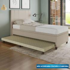 Base Box Solteiro com Cama Auxiliar com colchão conjugado Linho - SkyB