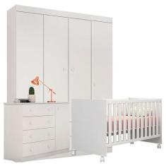 Quarto de Bebê Helena com Berço Doce Sonho Branco Brilho - Phoenix - P